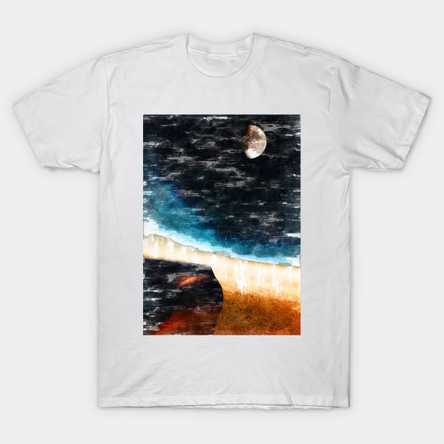 Desert Night Sky Moon Over Sand Dune. For Moon Lovers. Bright Moon Collection T-Shirt by ColortrixArt